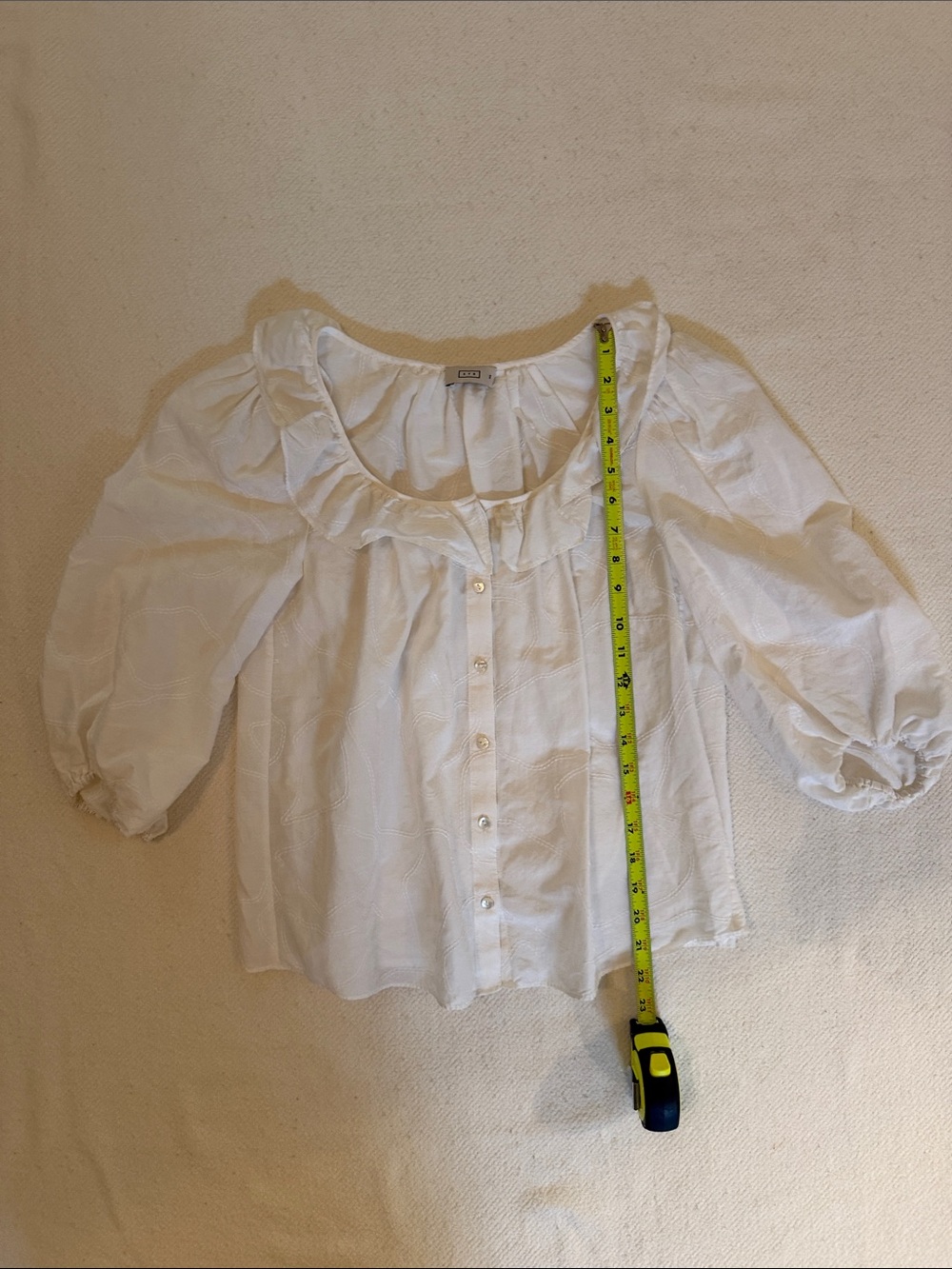 AYR White Ruffle Neck Button-Front Blouse - Picture 2 of 6